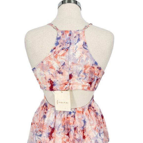 Fanco Cutout Tiered Sleeveless Maxi Dress Multicolor Pink Purple Size Medium NWT - Picture 5 of 12